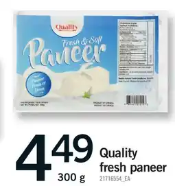 Fortinos QUALITY FRESH PANEER offer
