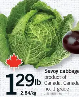 Fortinos SAVOY CABBAGE offer