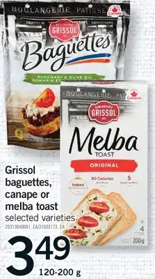 Fortinos GRISSOL BAGUETTES, CANAPE OR MELBA TOAST offer