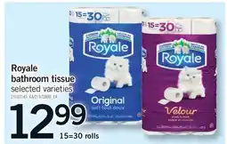 Fortinos ROYALE BATHROOM TISSUE, 15=30 ROLLS offer