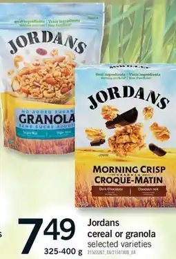 Fortinos JORDANS CEREAL OR GRANOLA offer