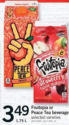 Fortinos FRUITOPIA OR PEACE TEA BEVERAGE offer
