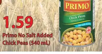Fortinos PRIMO NO SALT ADDED CHICK PEAS, (540 ML) offer