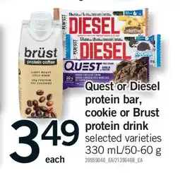 Fortinos QUEST OR DIESEL PROTEIN BAR, COOKIE OR BRUST PROTEIN DRINK offer