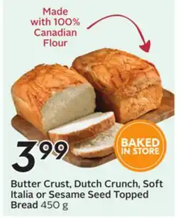 Sobeys Butter Crust, Dutch Crunch, Soft Italia or Sesame Seed Topped Bread offer