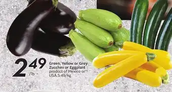 Sobeys Green, Yellow or Grey Zucchini or Eggplant offer