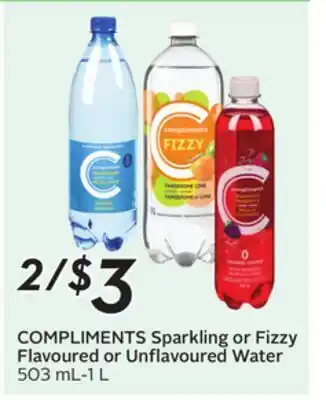 Sobeys COMPLIMENTS Sparkling or Fizzy Flavoured or Unflavoured Water offer