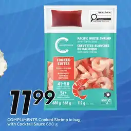 Sobeys COMPLIMENTS Cooked Shrimp in bag with Cocktail Sauce offer