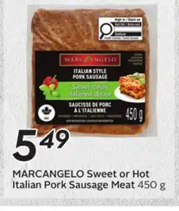 Sobeys MARCANGELO Sweet or Hot Italian Pork Sausage Meat offer