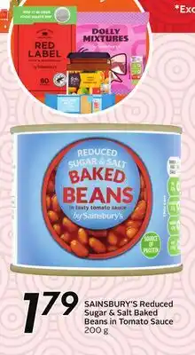Sobeys SAINSBURY'S Reduced Sugar & Salt Baked Beans in Tomato Sauce offer