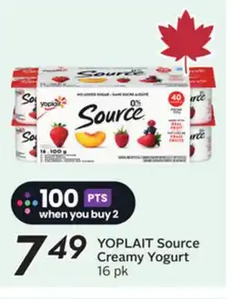 Sobeys YOPLAIT Source Creamy Yogurt offer