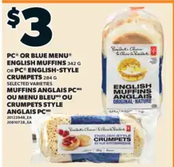 Valu-mart MUFFINS ANGLAIS PC, 342 G OU MENU BLEU OU CRUMPETS STYLE ANGLAIS PC, 284 G offer