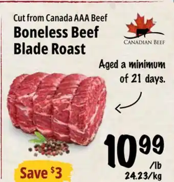 Farm Boy Cut from Canada AAA Beef Boneless Beef Blade Roast offer