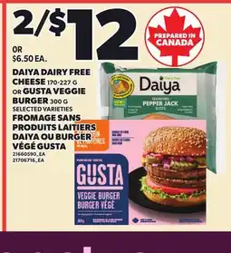 Independent Grocer DAIYA DAIRY FREE CHEESE 170-227 G OR GUSTA VEGGIE BURGER 300 G offer