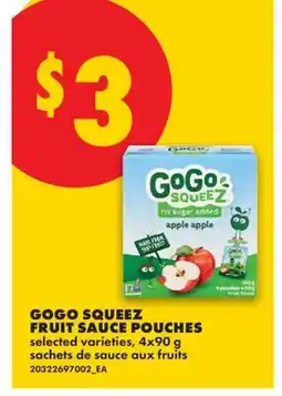 No Frills GOGO SQUEEZ FRUIT SAUCE POUCHES offer