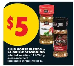 No Frills CLUB HOUSE BLENDS or LA GRILLE SEASONING offer