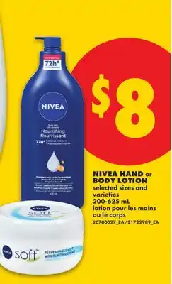 No Frills NIVEA HAND or BODY LOTION offer