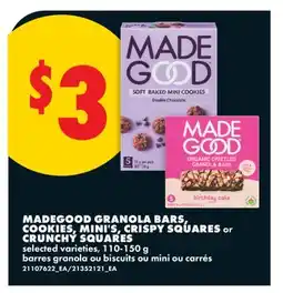 No Frills MADEGOOD GRANOLA BARS, COOKIES, MINI'S, CRISPY SQUARES or CRUNCHY SQUARES offer
