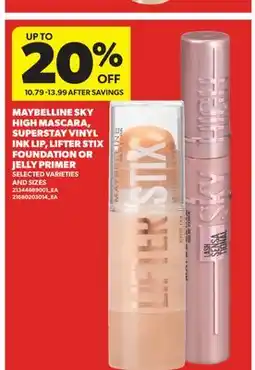 Real Canadian Superstore MAYBELLINE SKY HIGH MASCARA, SUPERSTAY VINYL INK LIP, LIFTER STIX FOUNDATION OR JELLY PRIMER offer