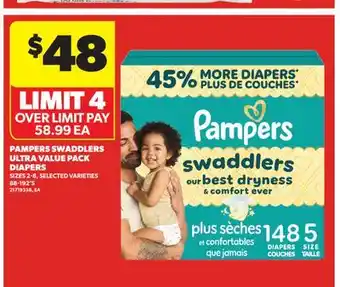 Real Canadian Superstore PAMPERS SWADDLERS ULTRA VALUE PACK DIAPERS offer