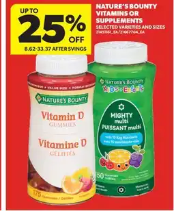 Real Canadian Superstore NATURE'S BOUNTY VITAMINS OR SUPPLEMENTS offer