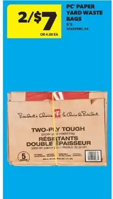 Real Canadian Superstore PC PAPER YARD WASTE BAGS, 5' S offer