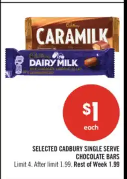 Shoppers Drug Mart SELECTED CADBURY SINGLE SERVE CHOCOLATE BARS offer