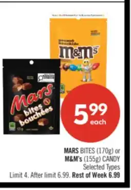 Shoppers Drug Mart MARS BITES (170g) or M&M's (155g) CANDY offer