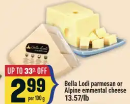 Marché Adonis Bella Lodi parmesan or Alpine emmental cheese offer