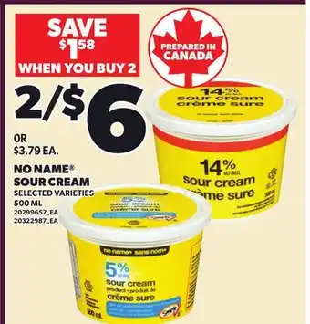 Loblaws NO NAME SOUR CREAM offer