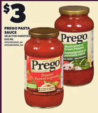 Loblaws PREGO PASTA SAUCE offer