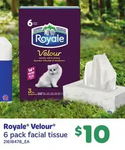 Loblaws ROYALE VELOUR , 6 PACK FACIAL TISSUE offer