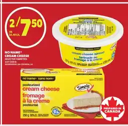 Loblaws NO NAME CREAM CHEESE, 227/250 G offer