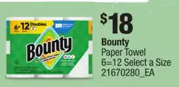 Loblaws BOUNTY PAPER TOWEL, 6=12 offer