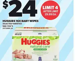 Loblaws HUGGIES 16X BABY WIPES, 960-1152'S offer