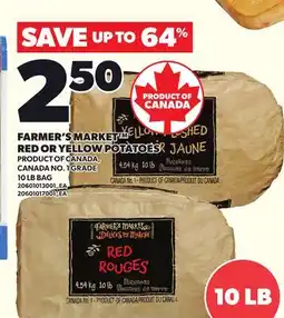 Loblaws FARMER'S MARKET RED OR YELLOW POTATOES, 10 LB BAG offer