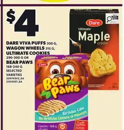 Loblaws DARE VIVA PUFFS, 300 G WAGON WHEELS, 315 G ULTIMATE COOKIES 290-300 G OR BEAR PAWS 168-240 G offer