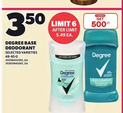 Loblaws DEGREE BASE DEODORANT offer