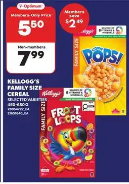 Loblaws KELLOGG'S FAMILY SIZE CEREAL offer