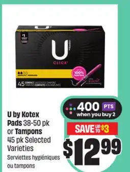 FreshCo U by Kotex Pads 38-50 pk or Tampons 45 pk Selected Varieties offer
