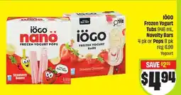 FreshCo Iogo Frozen Yogurt Tubs 946 mL Novelty Bars or pk or Pops offer