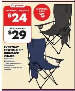 Loblaws EVERYDAY ESSENTIALS HIGHBACK CHAIRS offer