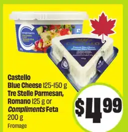 FreshCo Castello Blue Cheese 125-150 g Tre Stelle Parmesan, Romano 125 g or Compliments Feta 200 g offer