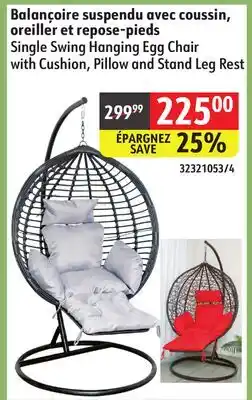 Sushi Shop Single Swing Hanging Egg Chair with Cushion, Pillow and Stand Leg Rest offer