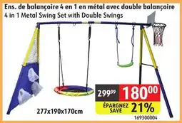 Sushi Shop 4 in 1 Metal Swing Set with Double Swings offer