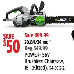 Canadian Tire EGO POWER+ 56V Brushless Chainsaw offer