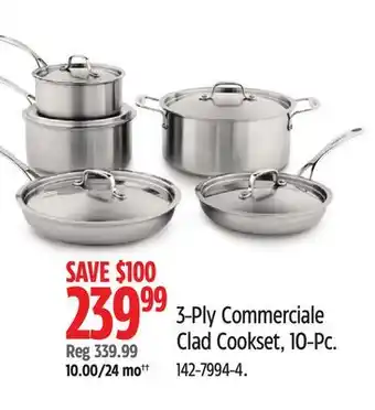 Canadian Tire 3-Ply Commerciale Clad Cookset, 10-Pc offer