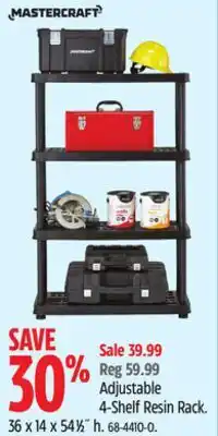 Canadian Tire Adjustable 4-Shelf Resin Rack offer