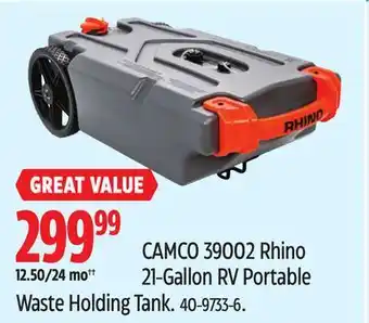 Canadian Tire CAMCO 39002 Rhino 21-Gallon RV Portable Waste Holding Tank offer