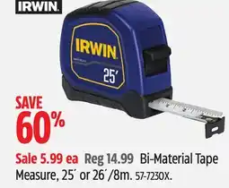 Canadian Tire IRWIN Bi-Material Tape Measure, 25´ or 26´/8m offer